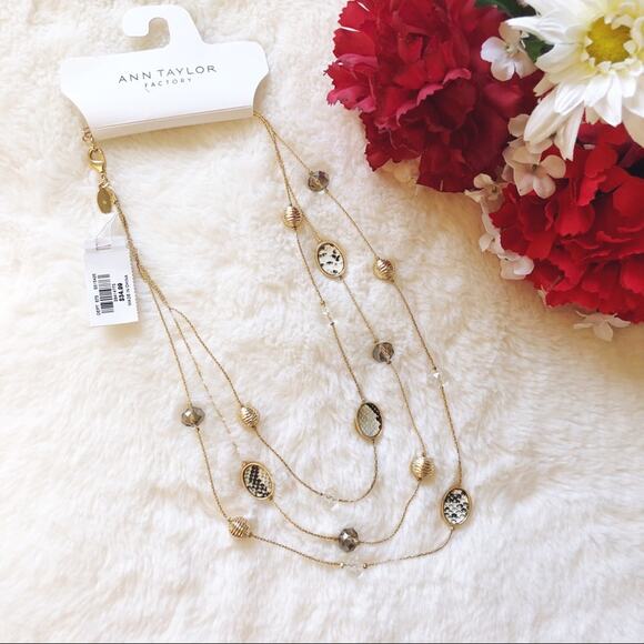 Ann Taylor Gold Snake Print Illusion Necklace - Picture 4 of 9